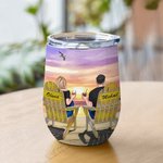 Bicchiere personalizzato di San Valentino per la coppia che guarda la spiaggia e l'amore per sempre
