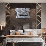 Personalized Motorcycle Art Metal Wall Art Biker USA Flag Art Gift for Motorcyclists