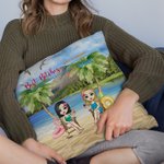 Personalized Best Friend Friendship Seaside Blue Sky  Waves White Clouds Vacation Throw Pillow Cover Birthday Bedroom Decor