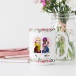 Tasse décorative en céramique blanche personnalisée côte à côte ou à des kilomètres l'une de l'autre Besties Will Always Be Connected By Heart
