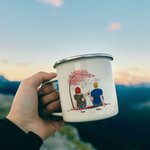 Personnalisé ensemble depuis des années Couple rose fleur arbre amour émail tasse 11 oz anniversaire Saint Valentin cadeau