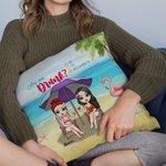 Personalized Girls Besties Sisters  Summer Beach Drink Throw Pillow Cover Best Friend Gift Sofa Decor