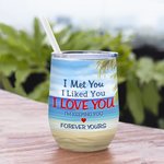 Personalized Forever Yours Couple Watching Summer Seaside Scenery Together Tumbler Valentine's Day