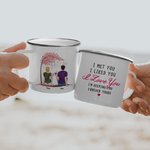 Personnalisé I Love You Forever Couple Sweet by the Tree Mug en émail Facile à nettoyer Cadeaux de la Saint-Valentin