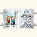 Personalized to My Bestie I Love You Travel Theme White Ceramic Mug Friendship Gifts for Office and Home