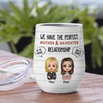 Personlig perfekt mor og datter-forhold Love My Mom Wine Tumbler Thanksgiving Day-gave Lett å rengjøre