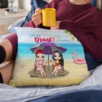 Personalized Girls Besties Sisters  Summer Beach Drink Throw Pillow Cover Best Friend Gift Sofa Decor