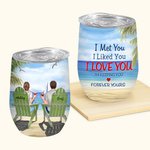Personalized Forever Yours Couple Watching Summer Seaside Scenery Together Tumbler Valentine's Day