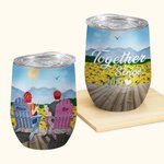 Personalized Couple Together I Love You Forever Sunflower  Wine Tumbler Valentine's Day 12oz