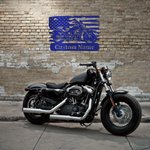 Personalized Motorcycle Art Metal Wall Art Biker USA Flag Art Gift for Motorcyclists