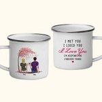 Personnalisé I Love You Forever Couple Sweet by the Tree Mug en émail Facile à nettoyer Cadeaux de la Saint-Valentin