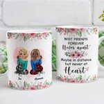 Personnalisé Best Friends Forever Never Apart Flowers Design Tasse en céramique blanche Bestie Cadeaux pour femme Passe au lave-vaisselle et au micro-