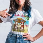 Personalized Besties Forever Sisters by Heart Beach Party Trip T-shirt Carnival Travel