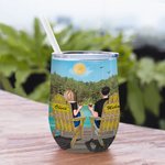 Personalised Couple You and Me Enjoy Forest Landscape Love Forever Wine Tumbler Valentine's Day Suitable for Hot and Cold Liquids