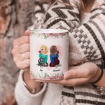 Personnalisé Best Friends Forever Never Apart Flowers Design Tasse en céramique blanche Bestie Cadeaux pour femme Passe au lave-vaisselle et au micro-