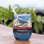 Couple personnalisé regardant une belle scène de neige Amour éternel Verre à vin Anniversaire