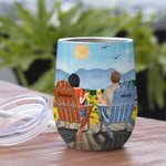 Personalized  Couple Love Each Other Drink Together Watch Sunflower  Wine Tumbler Anniversary with Insulation Effect