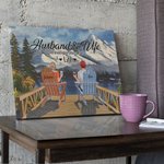 Coppia di neve in montagna su sedie Marito e moglie Poster senza cornice Pittura di San Valentino Stampa d'arte murale