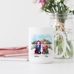 Besties personnalisés seront toujours connectés par Heart Mountain Lake View Tasse en céramique blanche Cadeaux d'ami Passe au lave-vaisselle et a