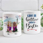 Personalised Life is Better with Besties Travel Theme White Ceramic Mug Friendship Gifts C-type Handle