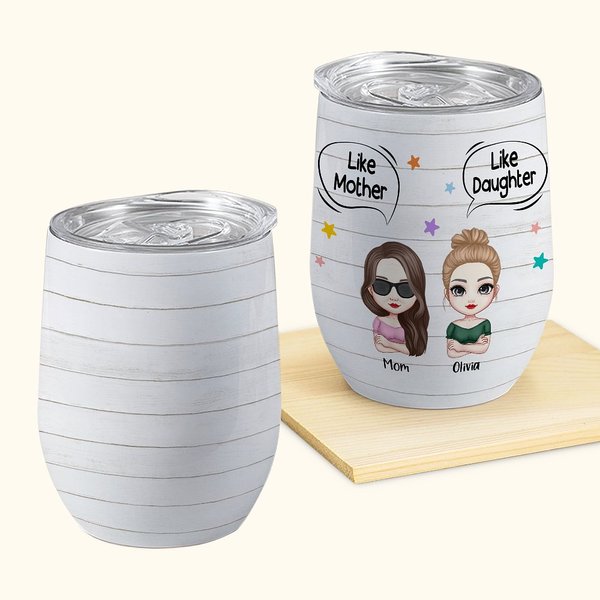 Personlig Like Mother Like Daughters visar kärlek för varandra med färgglada stjärnor Eleme Wine Tumbler Minnesgåva Lätt att rengöra