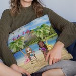 Personalised Friends Girls Sisters Friendship Seaside Blue Sky Vacation Throw Pillow Cover Best Friend Gift  for Living Room