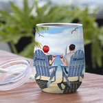 Personalized  Couple Eternal Love Summer Day Sea Waves Wine Tumbler Birthday Suitable for Hot and Cold Liquids