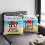 Personalised Sisters by Heart Besties Best Friends Sisters Forever Seaside Summer Throw Pillow Cover Best Friend Gift Home Decoration