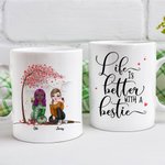 Personalized Life is Better with a Bestie Cherry Blossom Tree White Ceramic Mug Bestie Gifts for Women for Office and Home