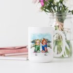 Personalized Best Bitches Keeping Each Other Sane Mountain Lake View White Ceramic Mug Friend Gifts for Office and Home