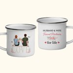 Personalised Husband and Wife Travel Partner for Life Enamel Mug 11oz Valentine's Day Christmas Gift for Her
