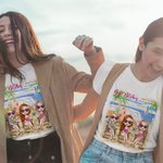 T-shirt personnalisé de voyage de voiture de partie de plage d'arbre de noix de coco de Besties Besties Cadeau d'anniversaire Voyage
