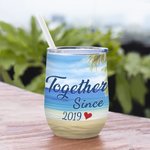 Personalized  Couple Eternal Love Summer Day Sea Waves Wine Tumbler Birthday Suitable for Hot and Cold Liquids