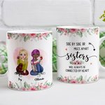 Tasse décorative en céramique blanche personnalisée côte à côte ou à des kilomètres l'une de l'autre Besties Will Always Be Connected By Heart