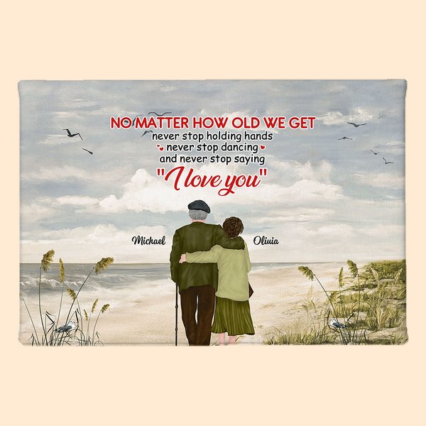 Personnalisé je t'aime jamais arrêter bord de mer vieux Couple affiche sans cadre peinture mur Art imprimer saint valentin anniversaire