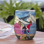 Personnalisé Couple Love Each Other Watch Snow Scene Wine Tumbler Anniversary 12oz
