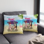 Personalized Girls Besties Sisters  Summer Beach Drink Throw Pillow Cover Best Friend Gift Sofa Decor