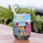 Personalized Couple Together I Love You Forever Sunflower  Wine Tumbler Valentine's Day 12oz