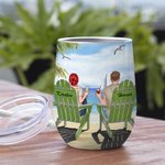 Gobelet à vin personnalisé Mari et Femme Voyager ensemble pour la vie Saint-Valentin 12oz