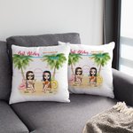 Personalized Best Friends Sisters Summer Sunset Cheer Throw Pillow Cover Best Friend Gift for Living Room
