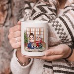 Taza de cerámica blanca personalizada de Navidad Side By Side Or Miles Apart Besties Will Always Be Connected By Heart