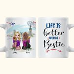Personalised Life is Better with Besties Travel Theme White Ceramic Mug Friendship Gifts C-type Handle