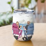 Personalised Couple Together Love Forever Seaside Wine Tumbler Anniversary Suitable for Hot and Cold Liquids