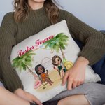 Personalized Girlfriends Friendship Heart To Heart Seaside Sunset Beach Throw Pillow Cover Anniversary for Living Room