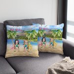 Personalized Best Friend Friendship Seaside Blue Sky  Waves White Clouds Vacation Throw Pillow Cover Birthday Bedroom Decor