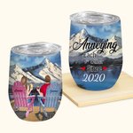 Personnalisé Couple Love Each Other Watch Snow Scene Wine Tumbler Anniversary 12oz