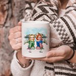 Personalized Best Bitches Keeping Each Other Sane Mountain Lake View White Ceramic Mug Friend Gifts for Office and Home