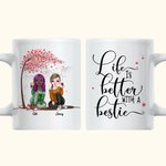 Personalized Life is Better with a Bestie Cherry Blossom Tree White Ceramic Mug Bestie Gifts for Women for Office and Home