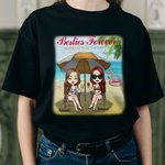 Personalized Besties Forever Sisters by Heart Beach Party Trip T-shirt Carnival Travel