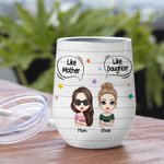 Personalised Like Mother Like Daughters Showing Love for Each Other with Colourful Stars Eleme Wine Tumbler Memorial Gift Easy to Clean